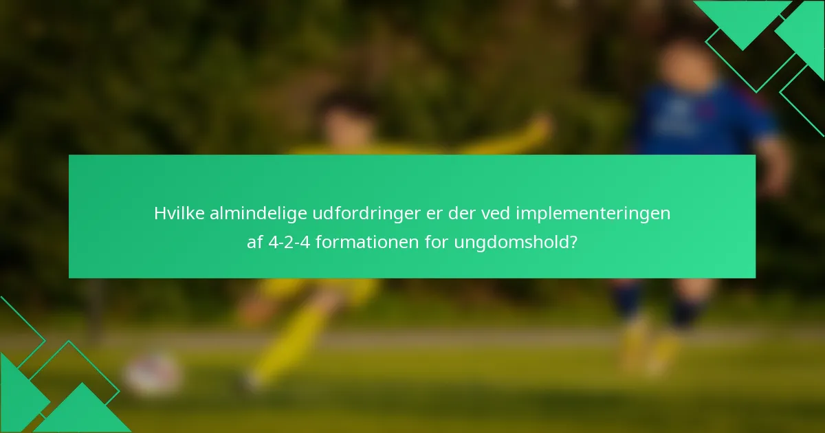 Hvilke almindelige udfordringer er der ved implementeringen af 4-2-4 formationen for ungdomshold?