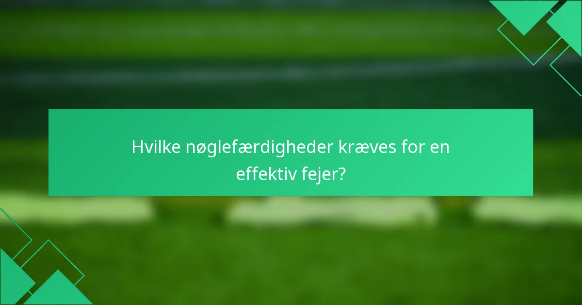 Hvilke nøglefærdigheder kræves for en effektiv fejer?